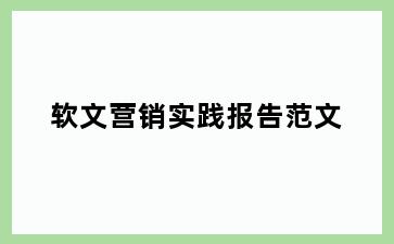 软文营销实践报告范文