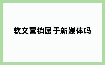 软文营销属于新媒体吗