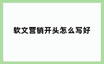 软文营销开头怎么写好