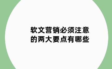 软文营销必须注意的两大要点有哪些