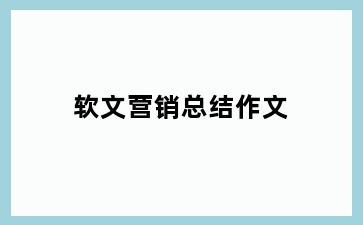 软文营销总结作文