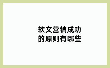 软文营销成功的原则有哪些
