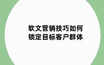软文营销技巧如何锁定目标客户群体