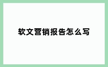 软文营销报告怎么写