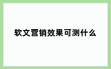 软文营销效果可测什么