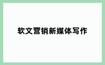 软文营销新媒体写作