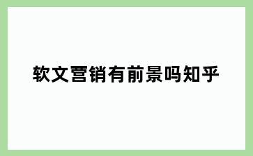 软文营销有前景吗知乎