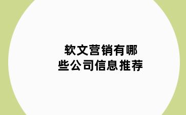 软文营销有哪些公司信息推荐