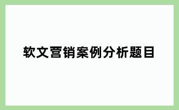 软文营销案例分析题目