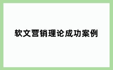 软文营销理论成功案例