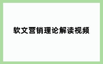 软文营销理论解读视频