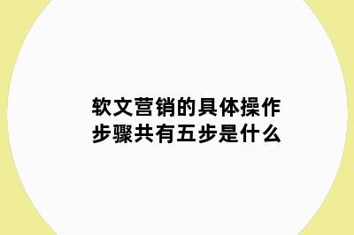 软文营销的具体操作步骤共有五步是什么