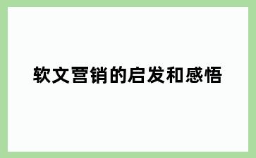 软文营销的启发和感悟
