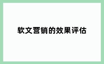 软文营销的效果评估
