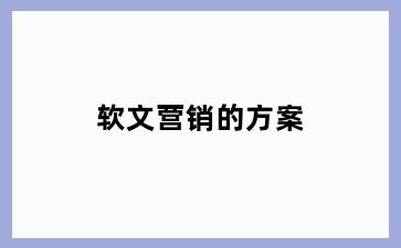 软文营销的方案