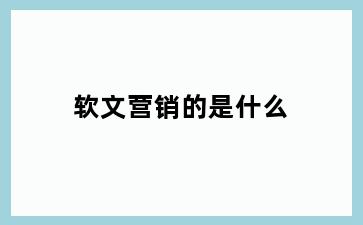 软文营销的是什么