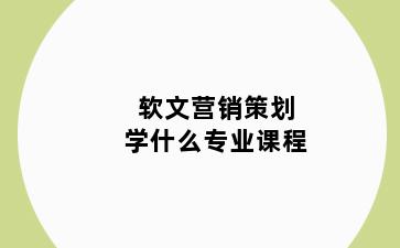 软文营销策划学什么专业课程