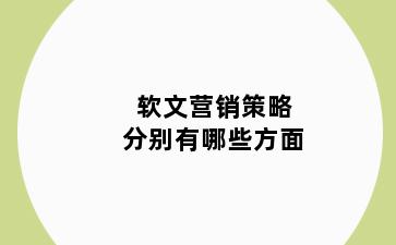 软文营销策略分别有哪些方面