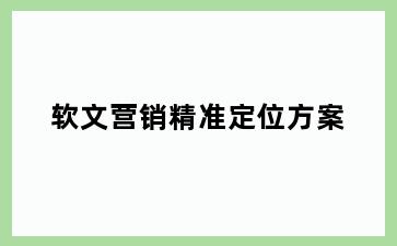 软文营销精准定位方案