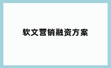 软文营销融资方案