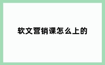 软文营销课怎么上的