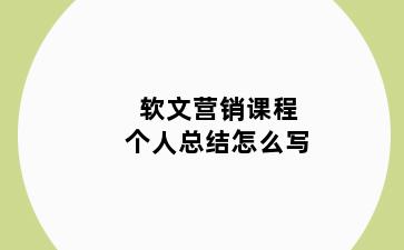 软文营销课程个人总结怎么写