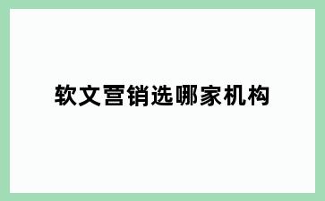 软文营销选哪家机构