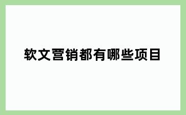 软文营销都有哪些项目