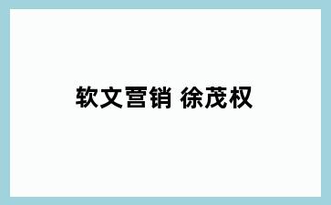 软文营销 徐茂权