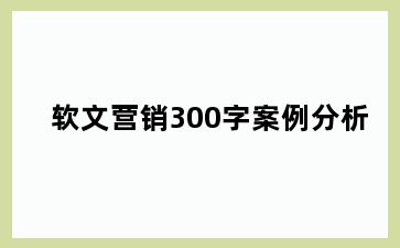 软文营销300字案例分析