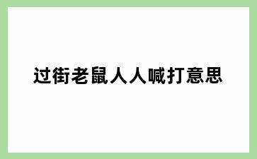 过街老鼠人人喊打意思