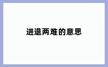 进退两难的意思