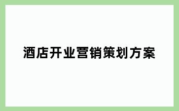 酒店开业营销策划方案