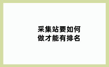 采集站要如何做才能有排名