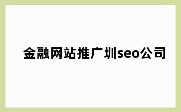 金融网站推广圳seo公司