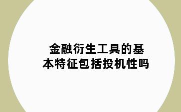 金融衍生工具的基本特征包括投机性吗
