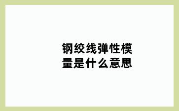 钢绞线弹性模量是什么意思