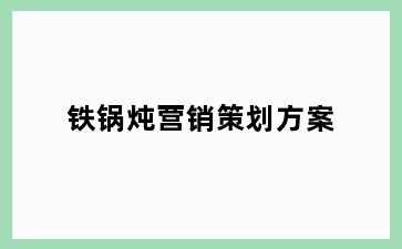 铁锅炖营销策划方案