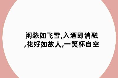 闲愁如飞雪,入酒即消融,花好如故人,一笑杯自空