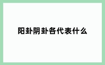 阳卦阴卦各代表什么