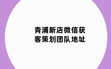青浦新店微信获客策划团队地址