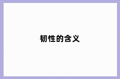 韧性的含义