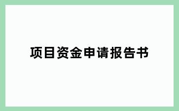 项目资金申请报告书