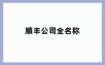顺丰公司全名称
