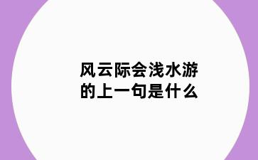 风云际会浅水游的上一句是什么