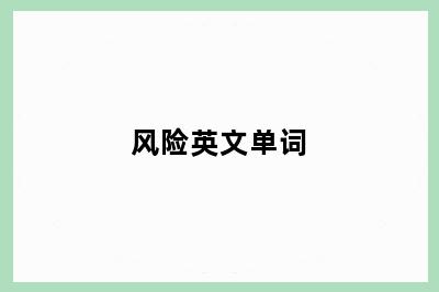 风险英文单词