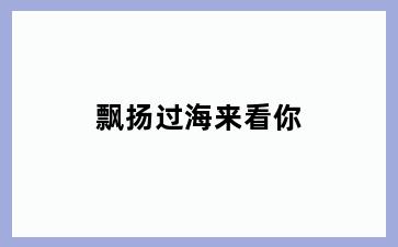 飘扬过海来看你