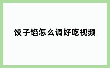 饺子馅怎么调好吃视频