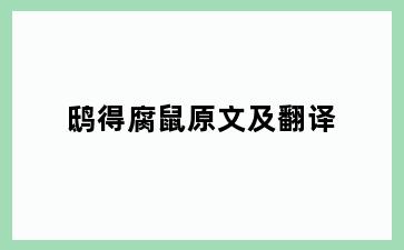 鸱得腐鼠原文及翻译