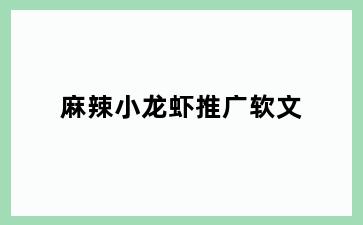 麻辣小龙虾推广软文